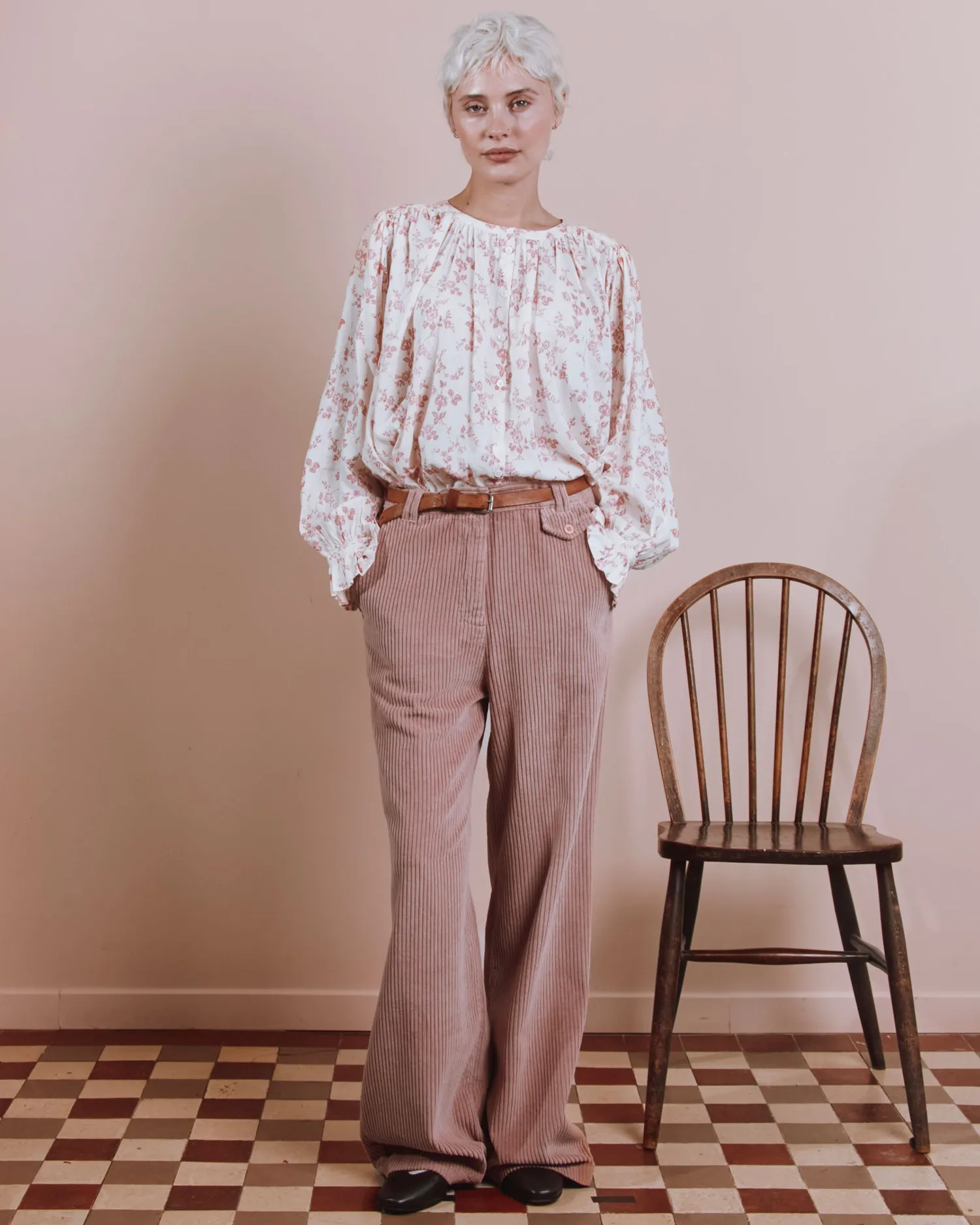 Emile et Ida Edounia Rosalie blouse ecru rosa økologisk