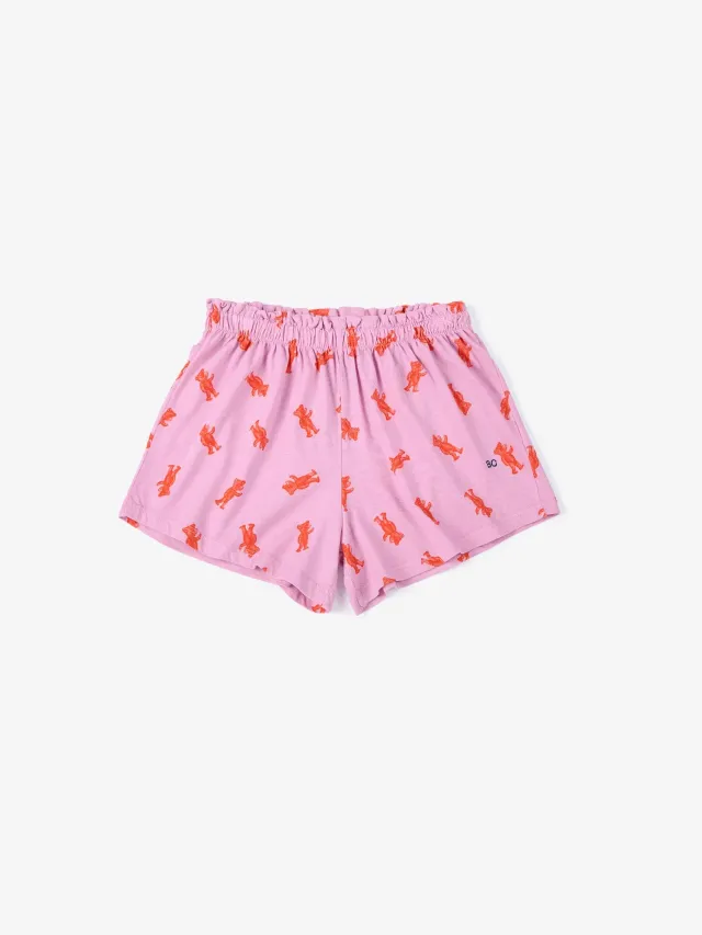 Bobo Choses Softpaw Monster All Over shorts lyserød økologisk bomuld