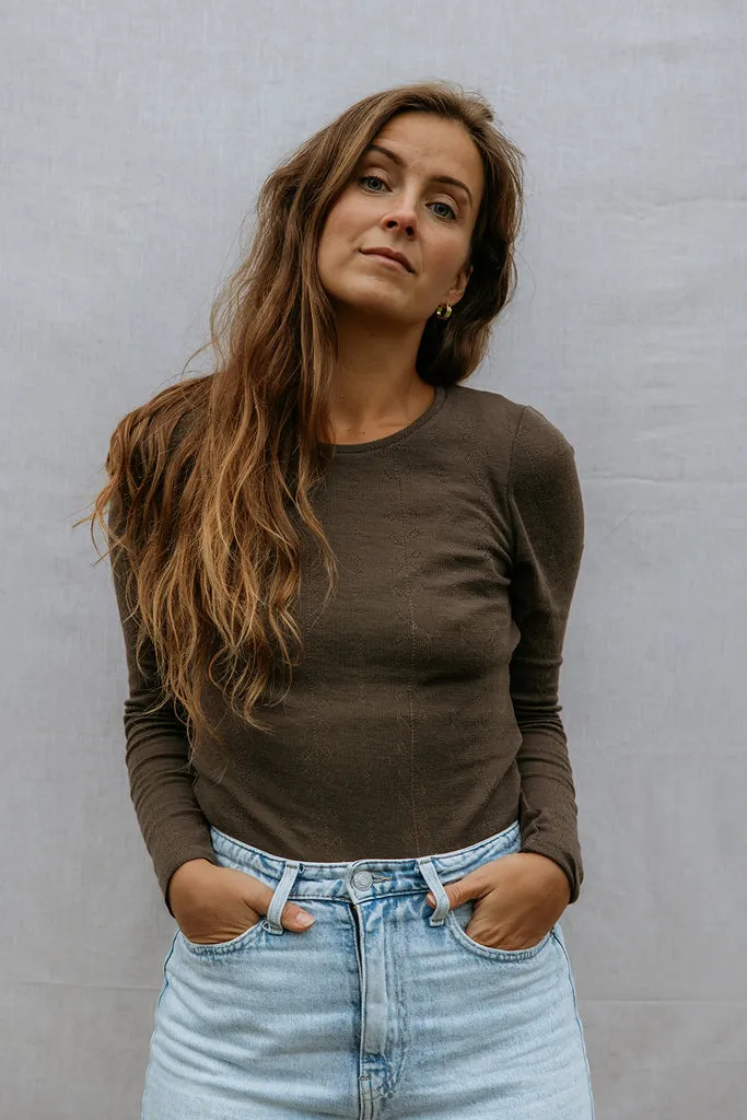 MarMar Tamra uld pointelle t-shirt Terre brun