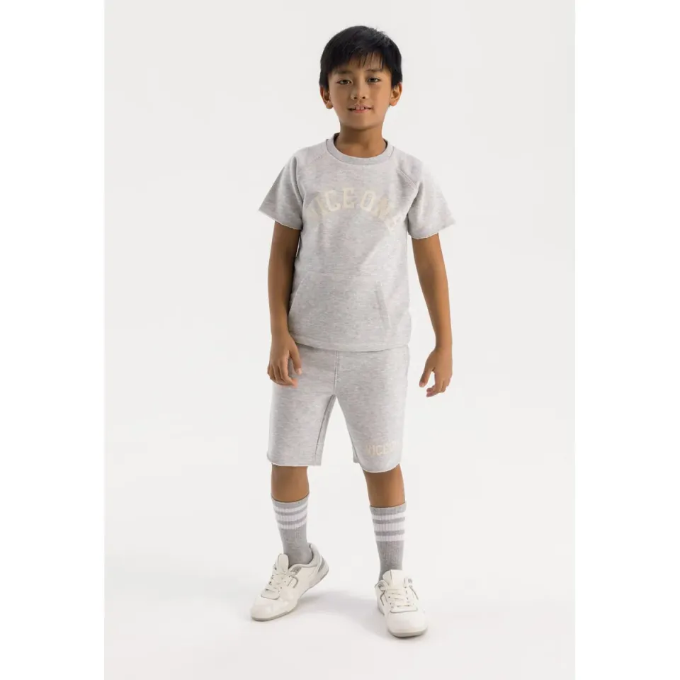 Minoti 42516 T-shirt shorts sæt grå bomuld