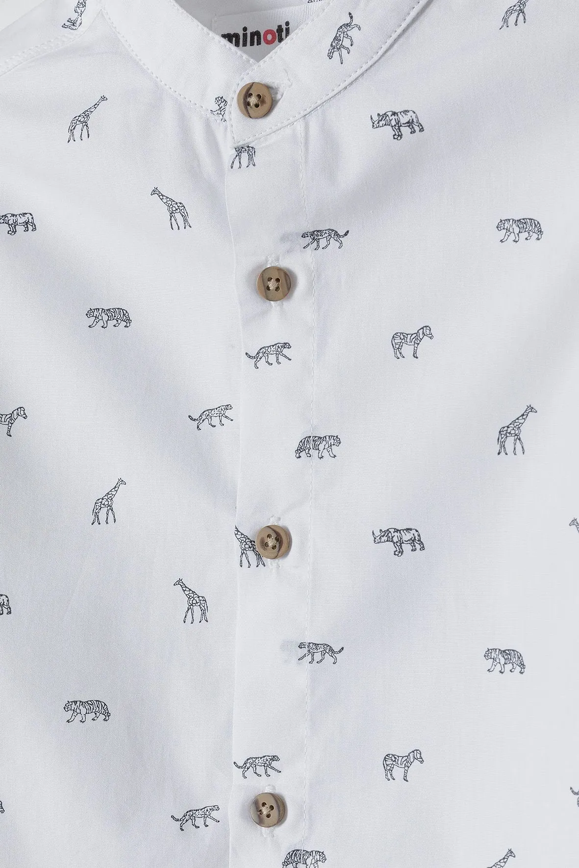 Minoti 38158 skjorte hvid bomuld safarip print