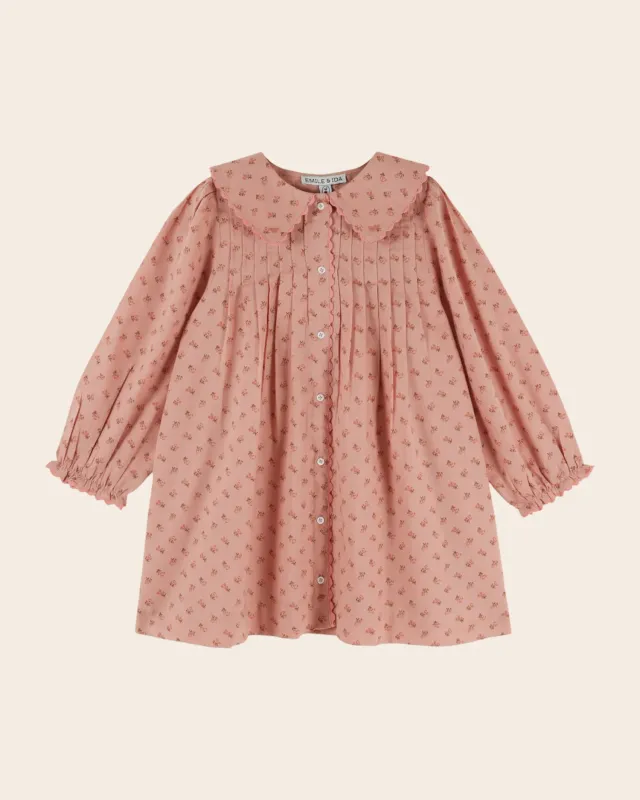 Emile et Ida pigekjole flannel rosa blomster