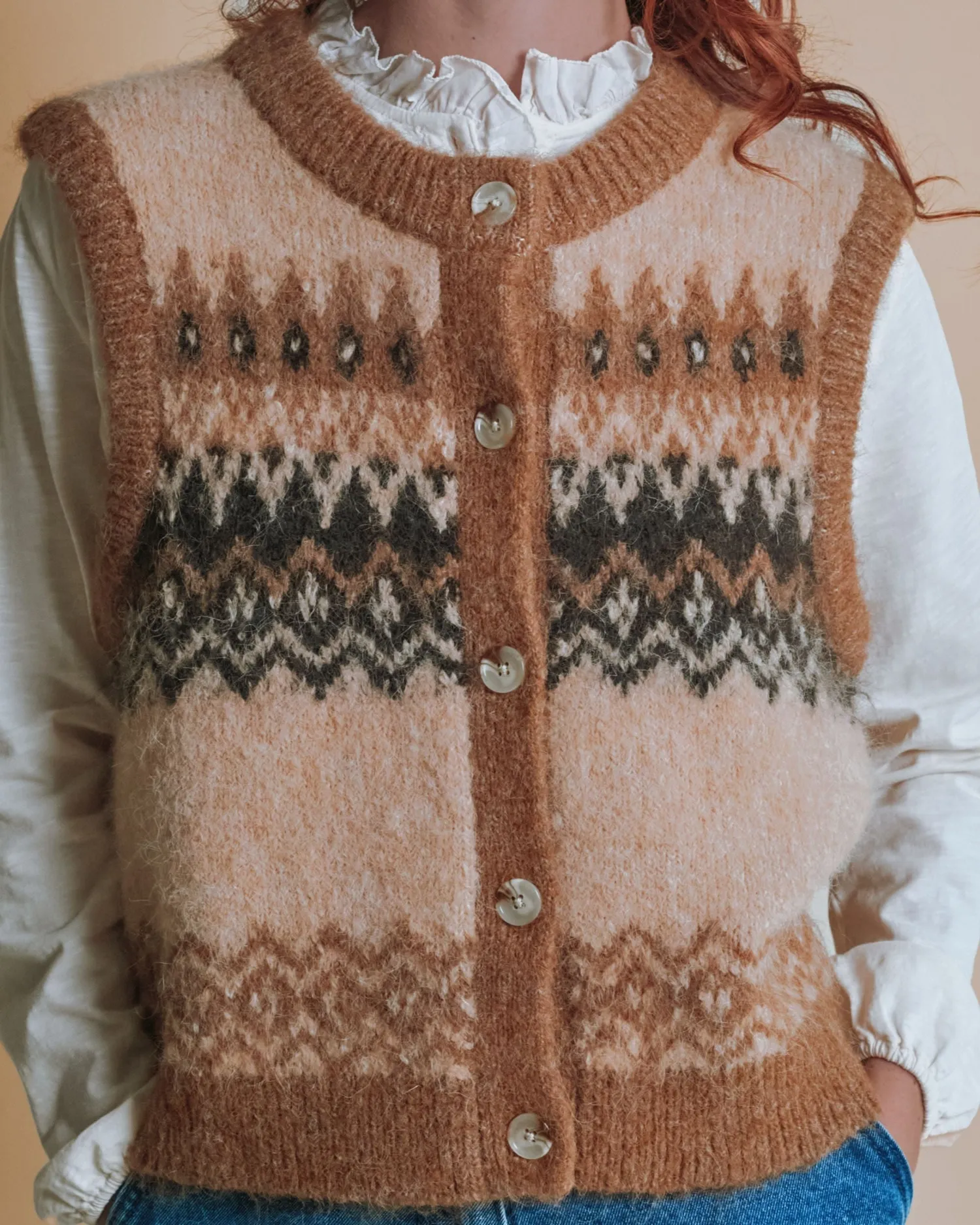 Emile et Ida Enoah vest beige uld dame