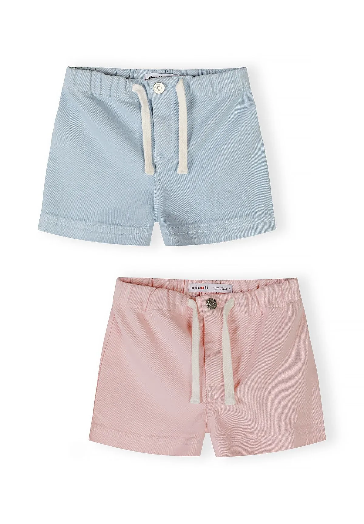 Minoti shorts 2-pak lyseblå rosa twill piger