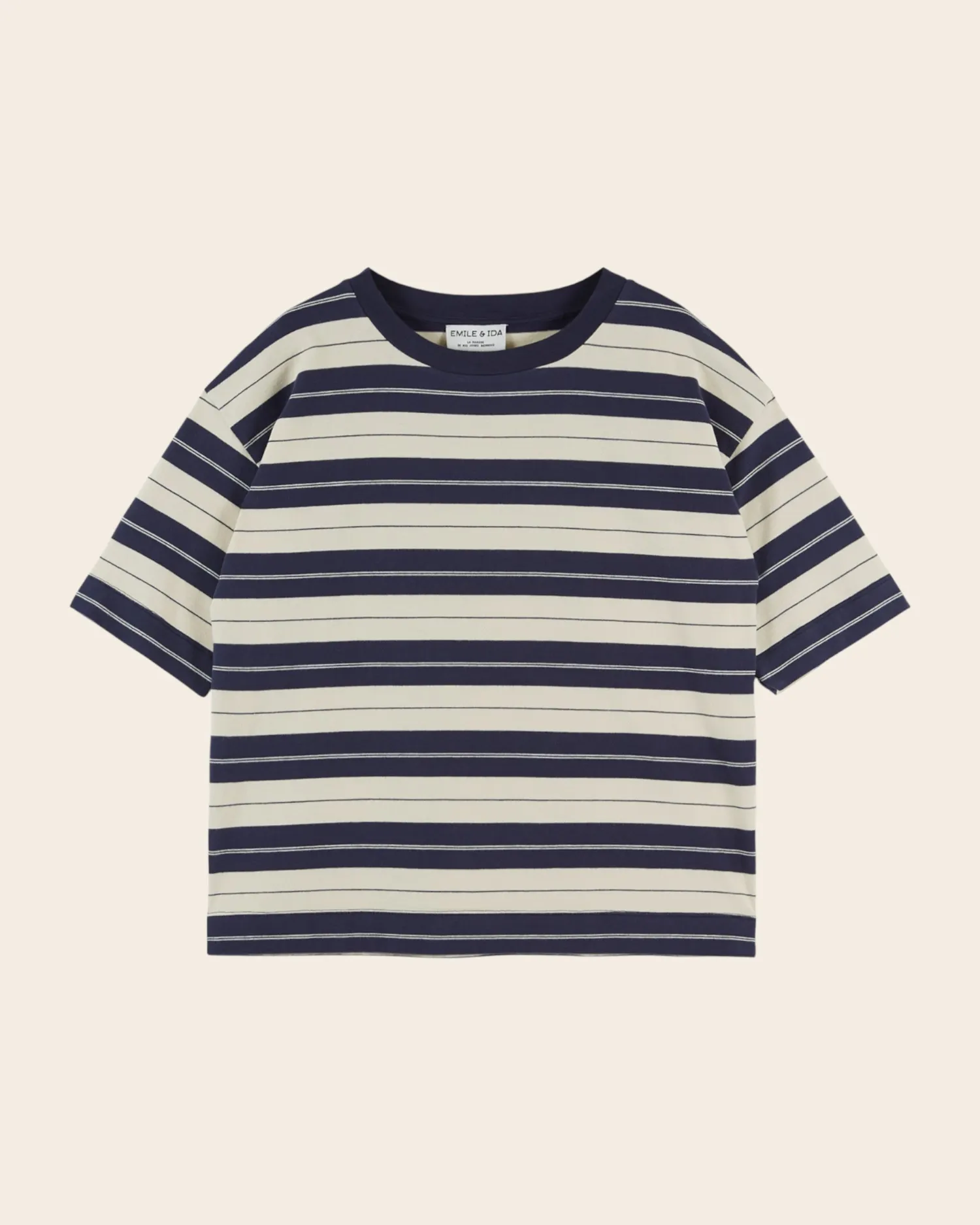 Emile et Ida Eddy t-shirt oversize blå stribet øko