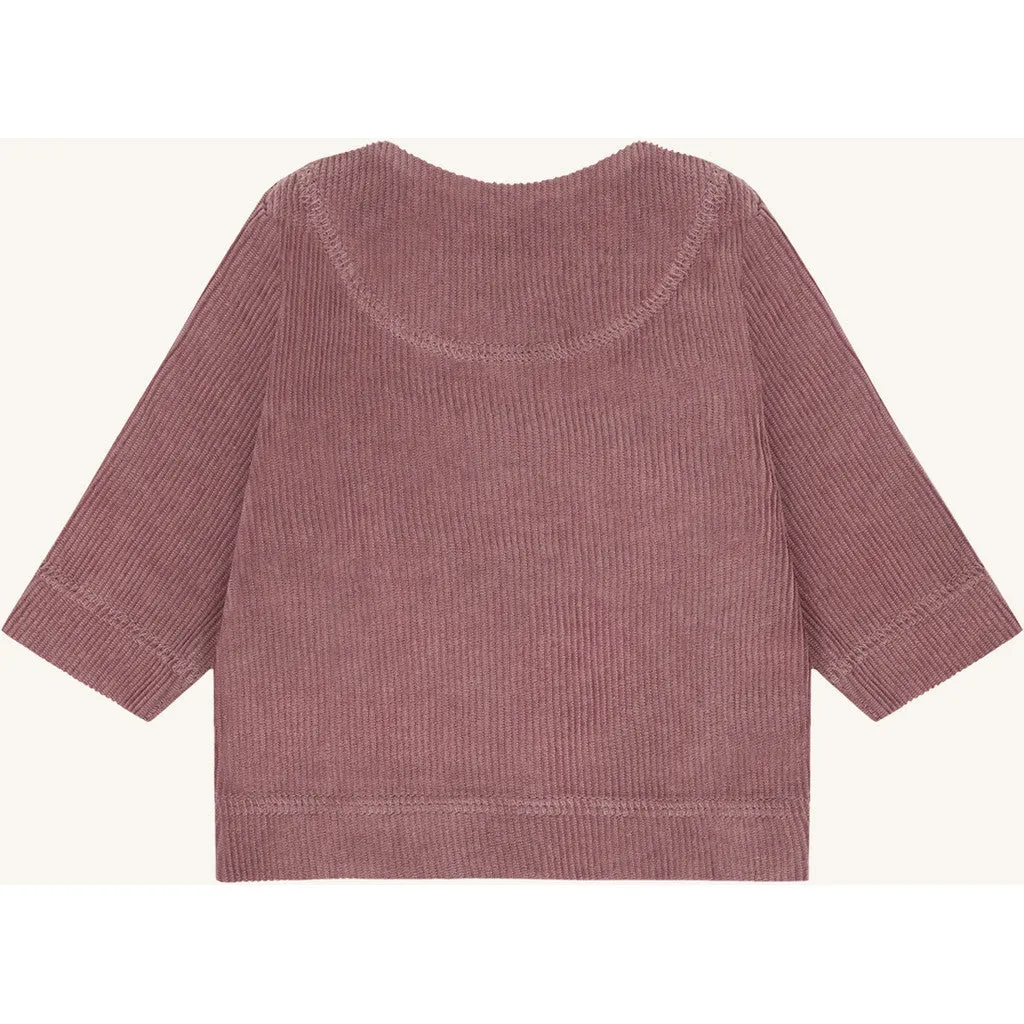 Hust & Claire HCChai Velour cardigan plum bomuld