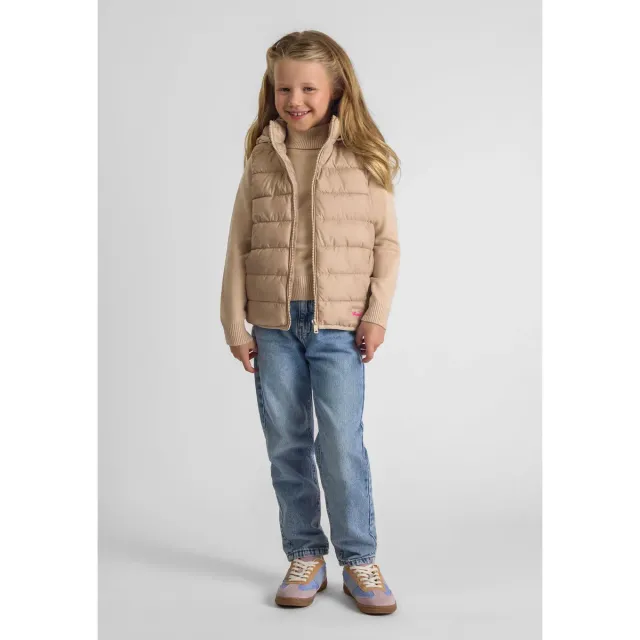 Minoti 40317 quiltet vest beige med hætte
