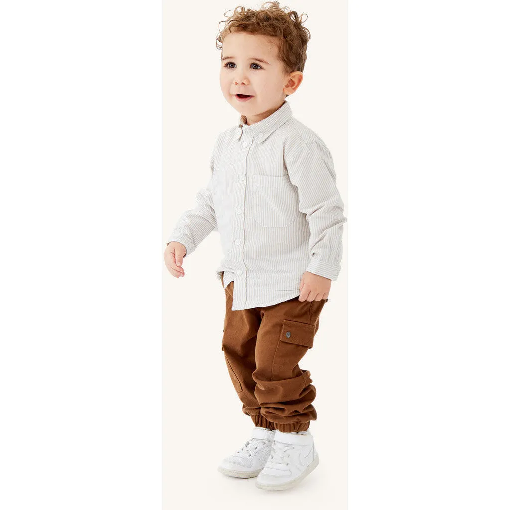 Hust & Claire Ruben Stripe skjorte Cement bomuld