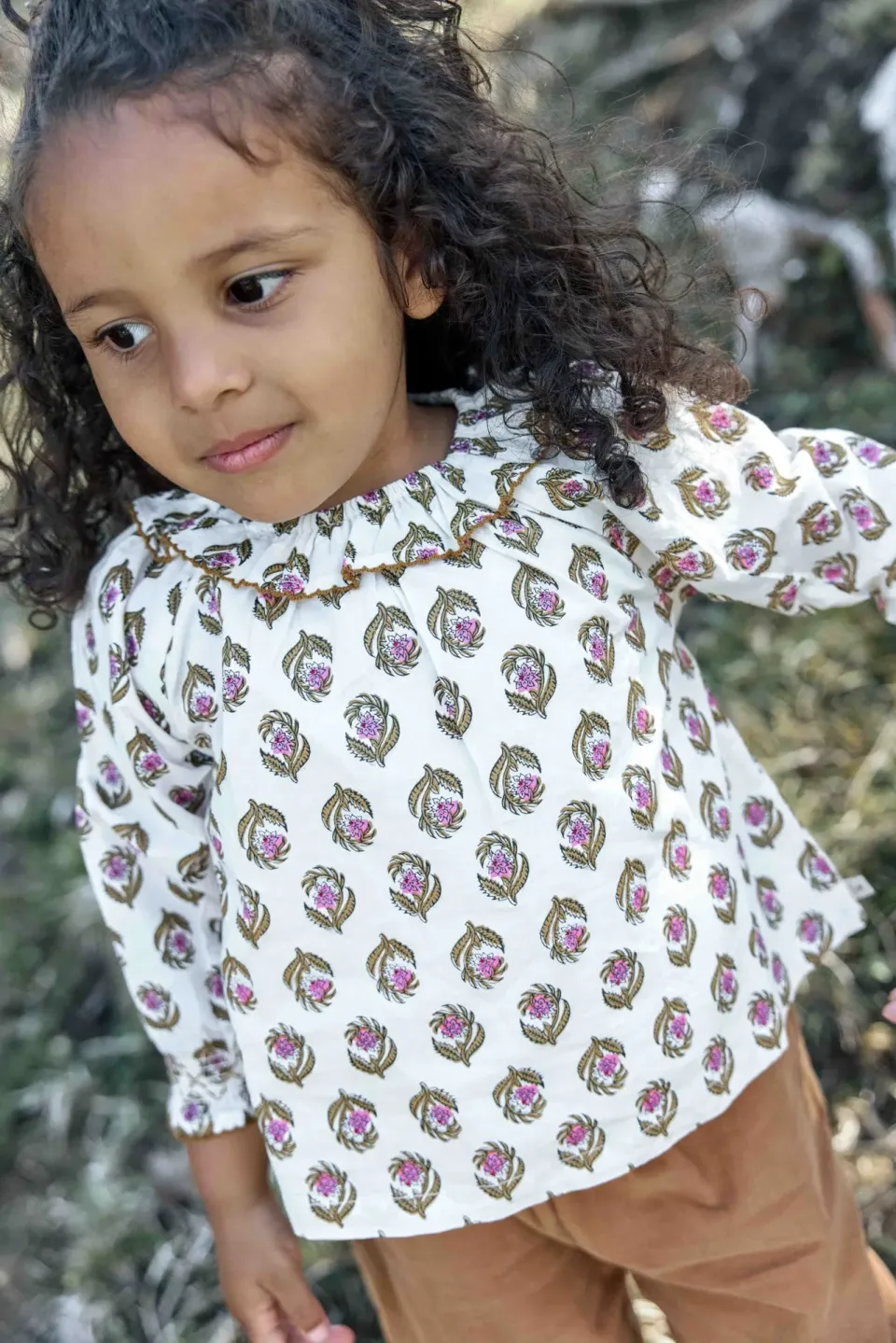 Bonton Solane Blockprint babybluse blomstret bomuld
