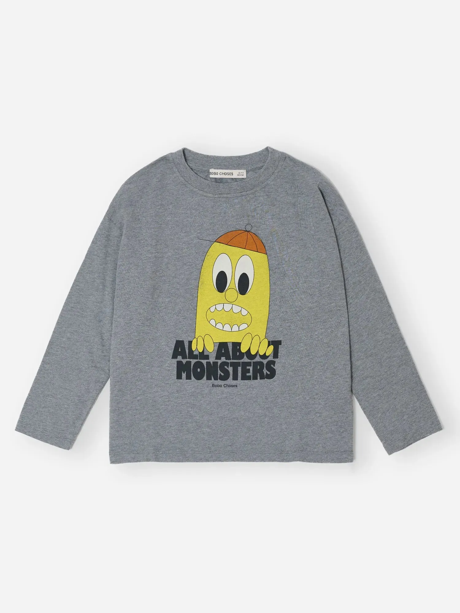 Bobo Choses Bigtooth Lemon t-shirt grå bomuld 2-3Y