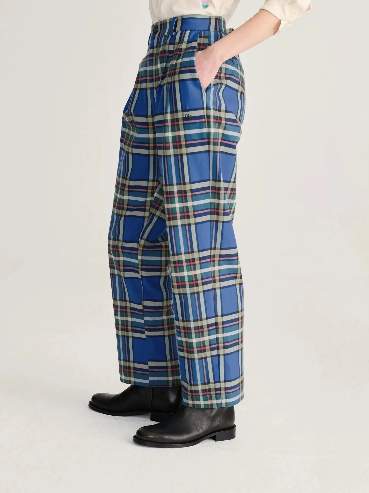 Bobo Choses All About Monsters Tartan bukser blå økologisk