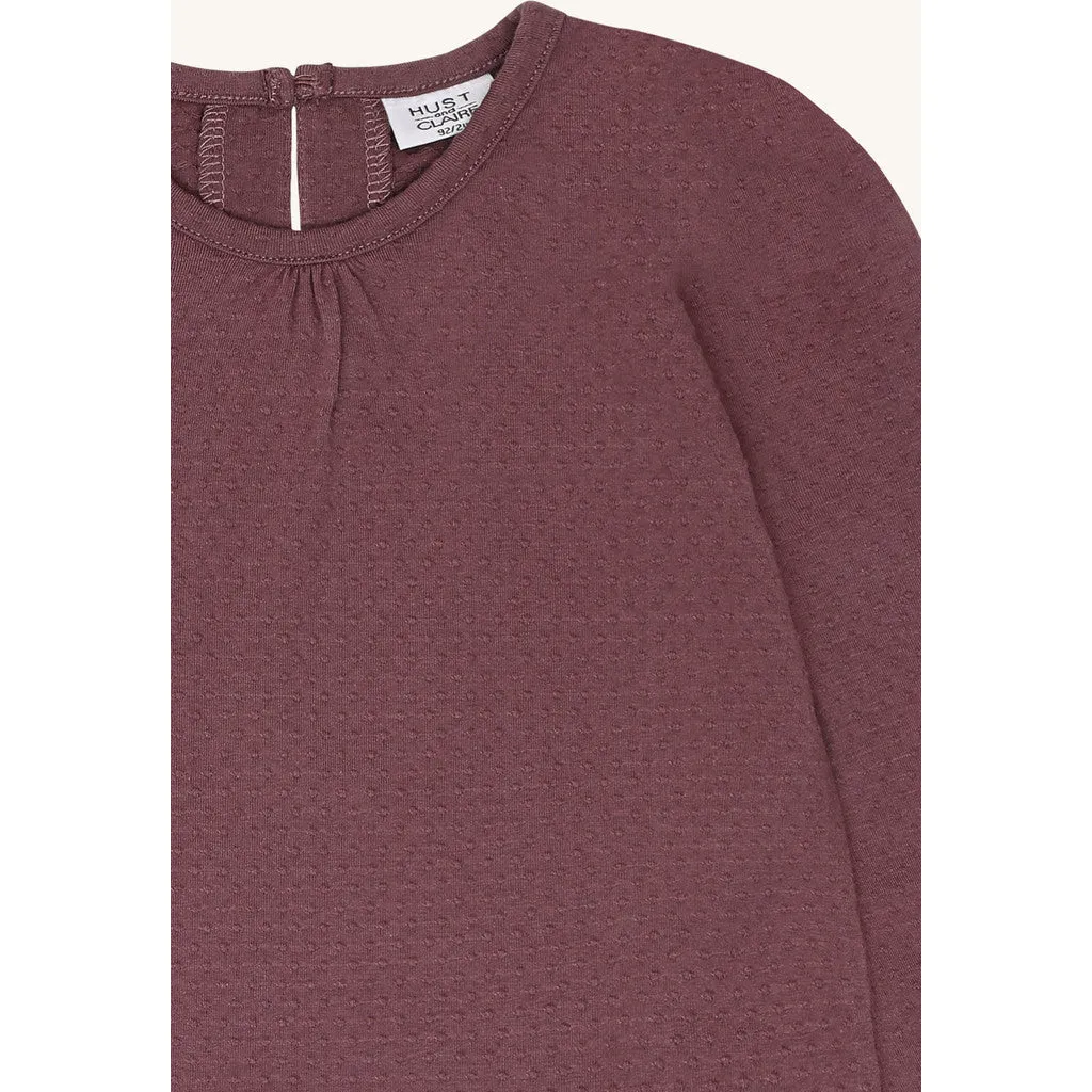 Hust & Claire Alma bluse plum langærmet økologisk bomuld