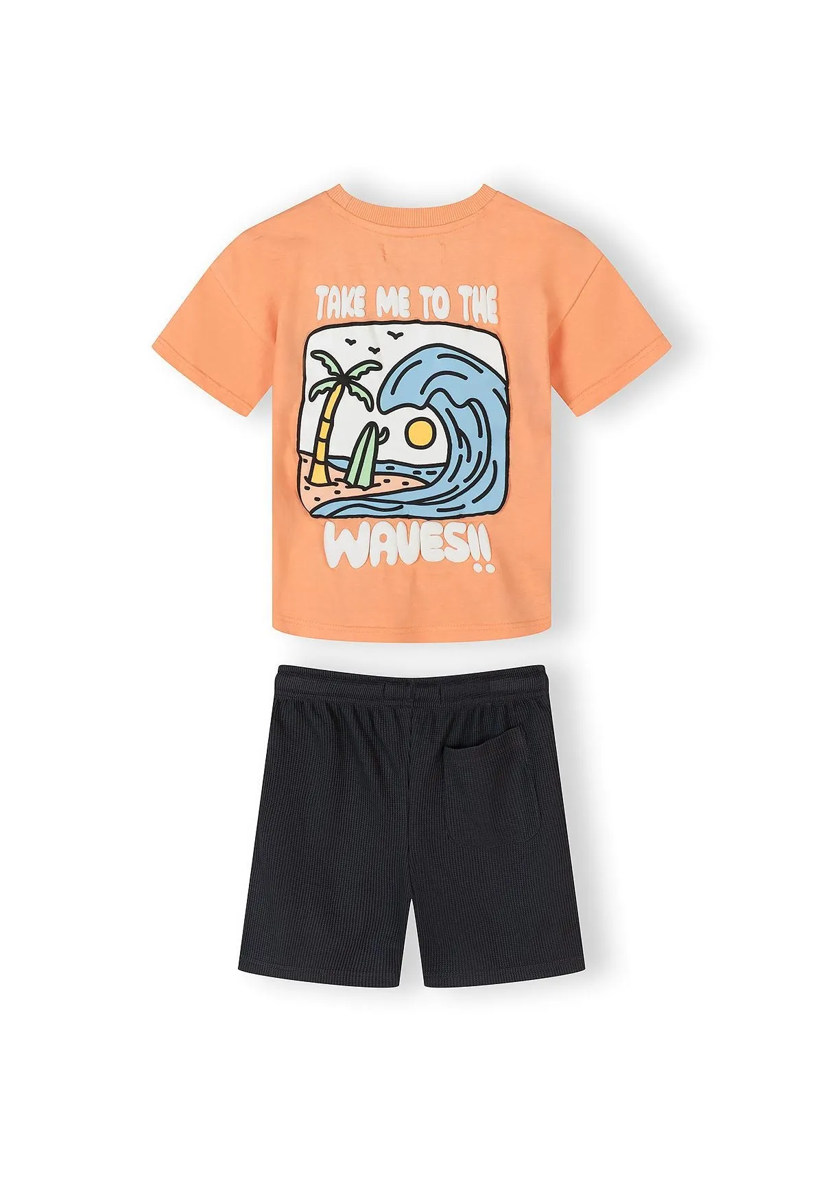 Minoti 44696 shorts-sæt abrikos bomuld baby