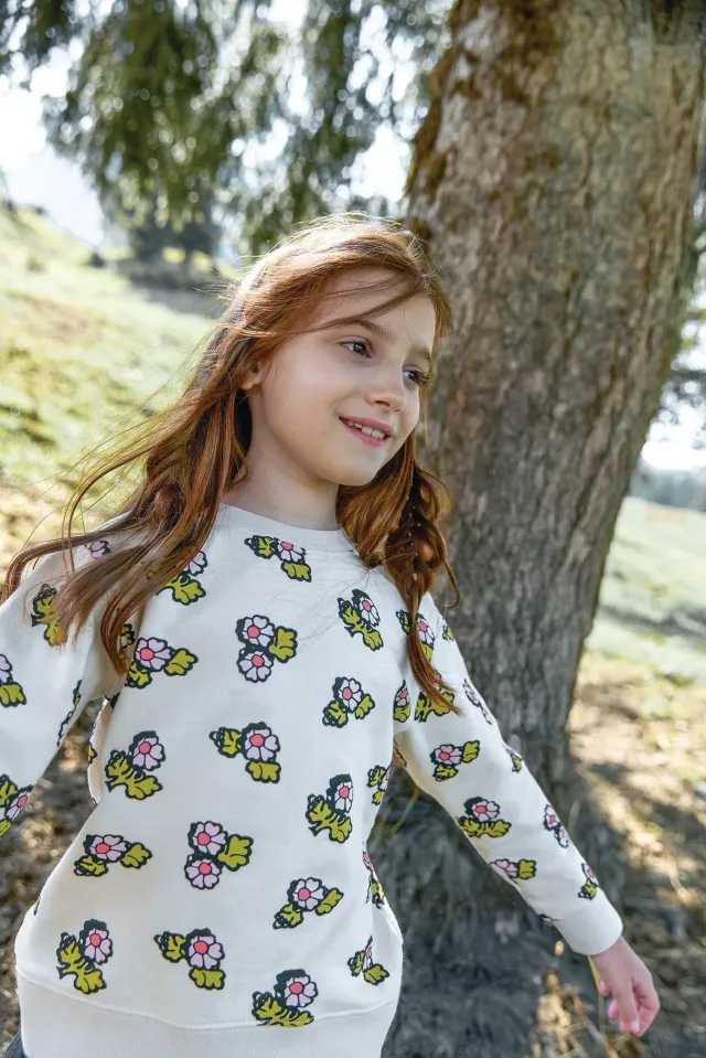 Bonton Smile Faroe sweatshirt lyserød blomst bomuld