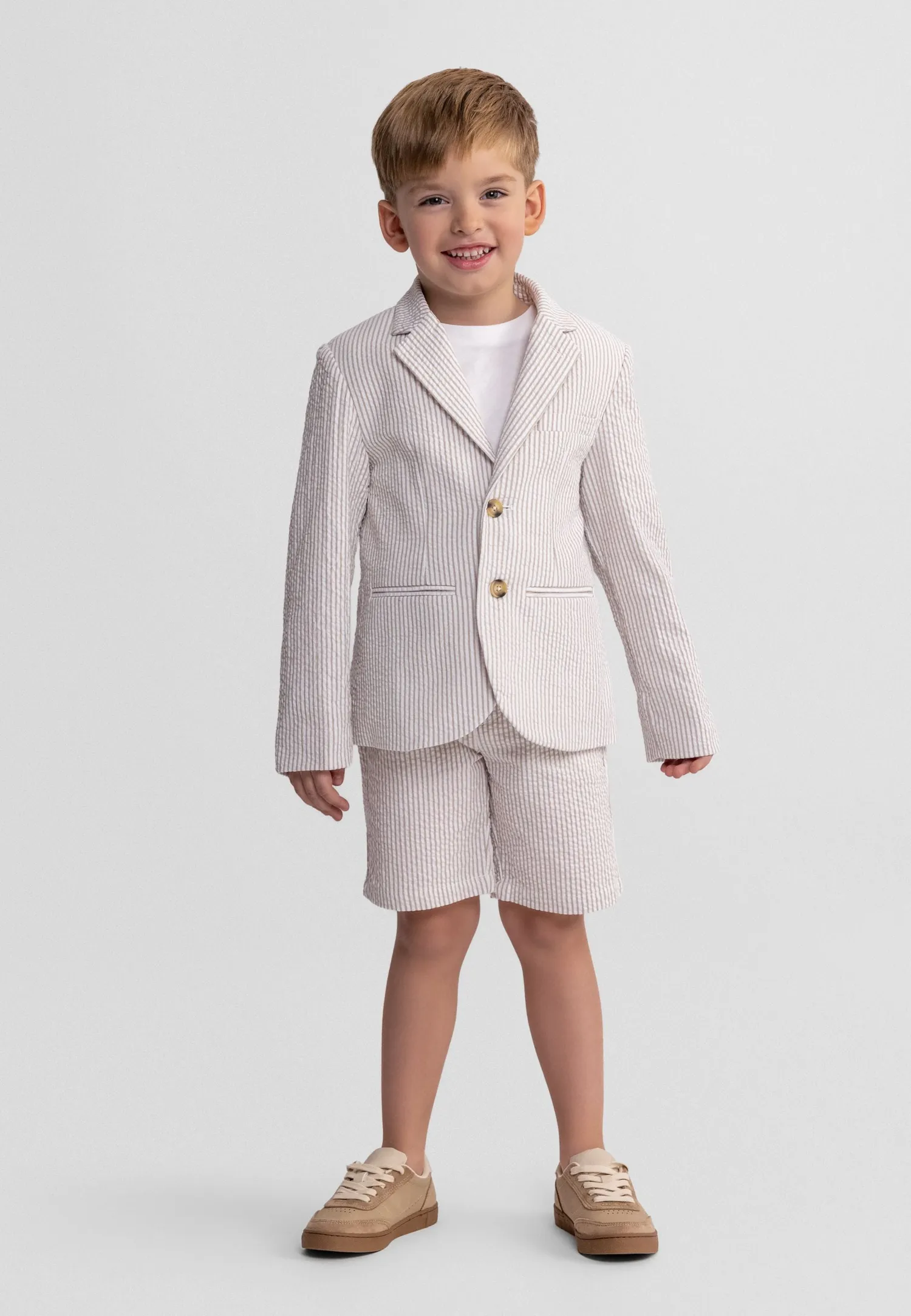 Minoti 44618 seersucker blazer sten stribet til drenge