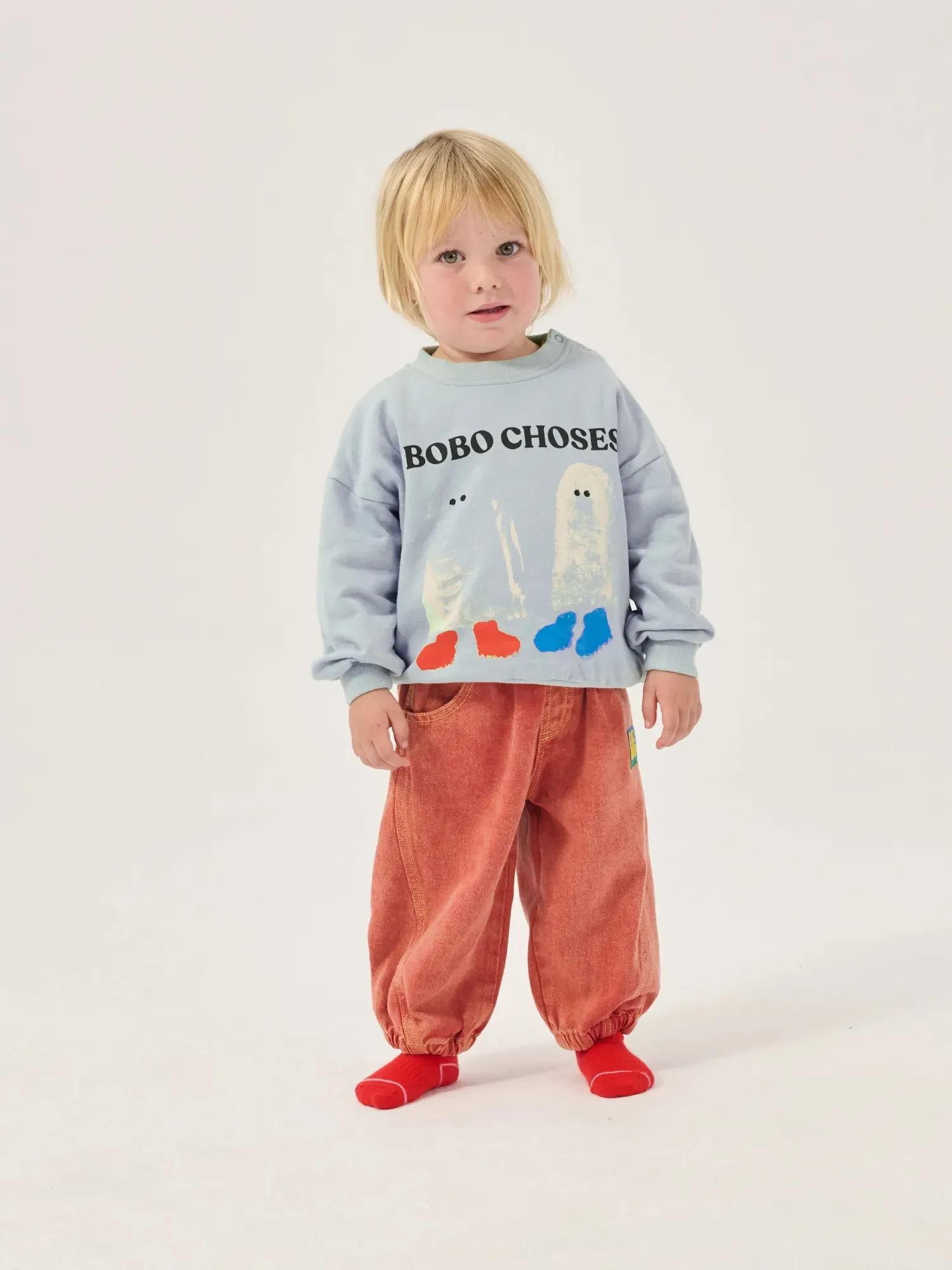 Bobo Choses Booty Ghosts sweatshirt lyseblå økologisk bomuld