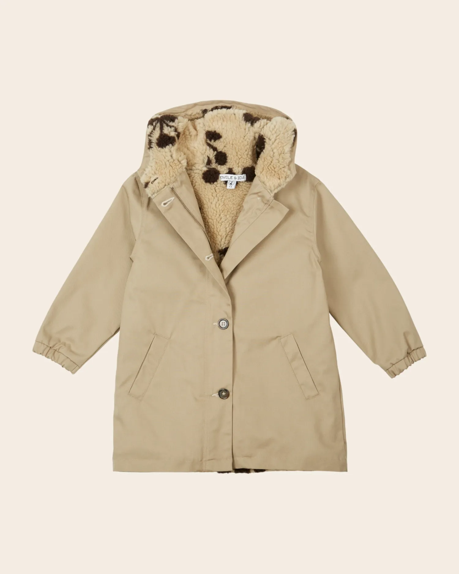 Emile et Ida parka pige beige teddyfoer æbler