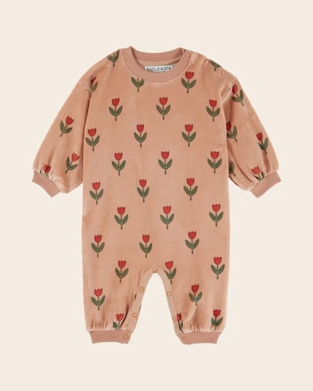 Emile et Ida Velours tulipe rose heldragt rosa bomuld