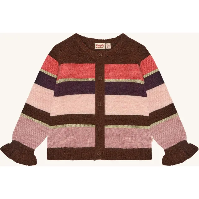 Hust & Claire Camilla Fluffy Stripe cardigan Soil uld
