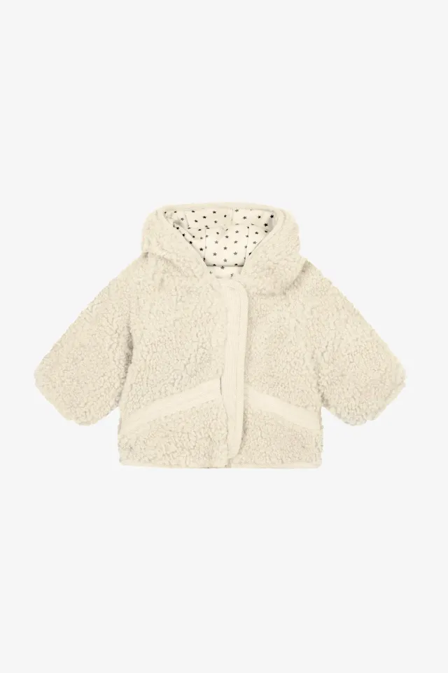 Bonton Piper jakke milk sherpa hætte baby