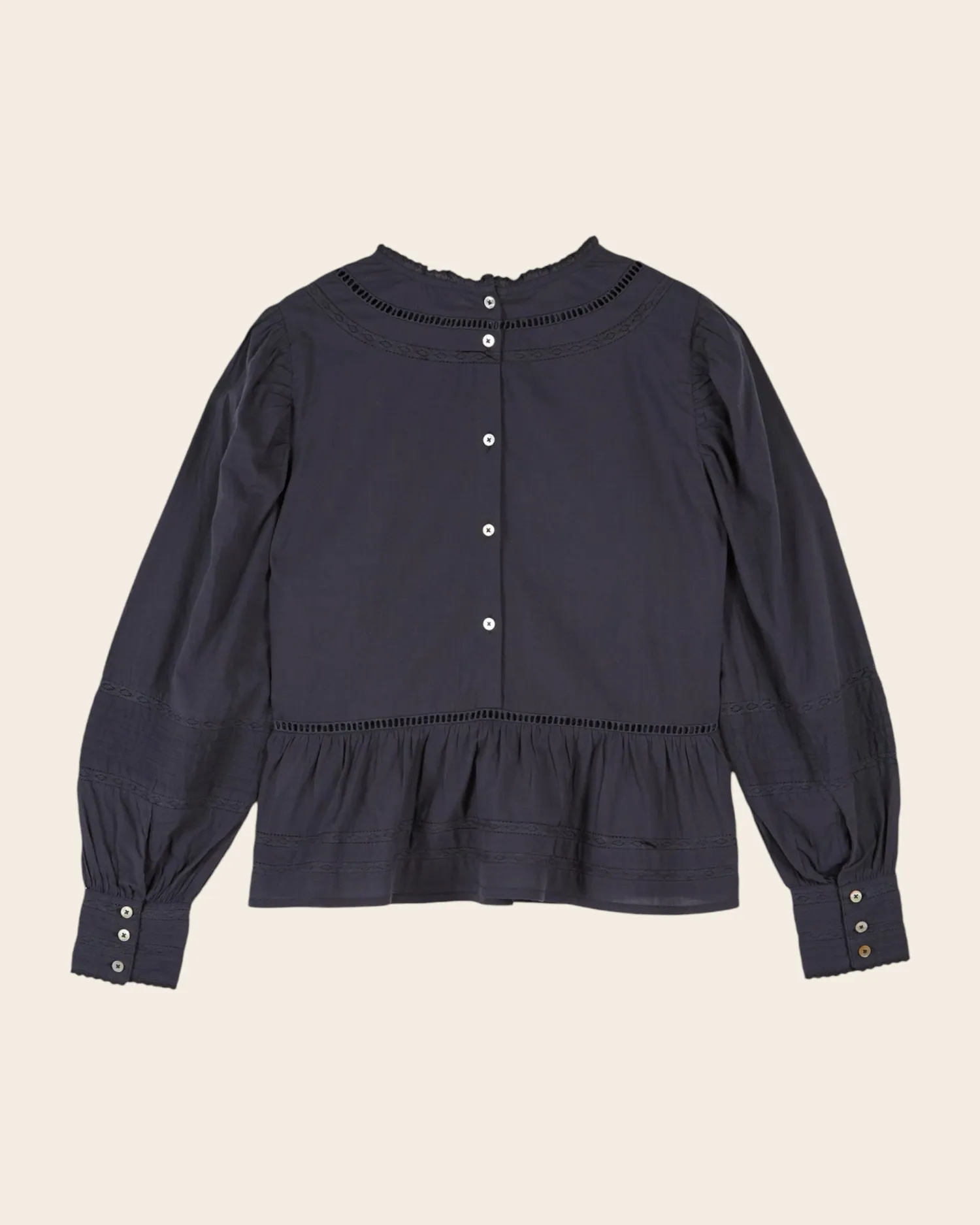 Emile et Ida Eglantine bluse broderet grå