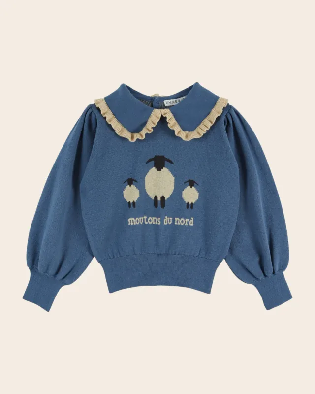 Emile et Ida pullover får blå økologisk