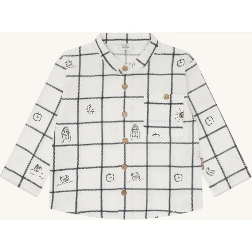Hust & Claire Rasser Carpet Puff skjorte Ivory bomuld