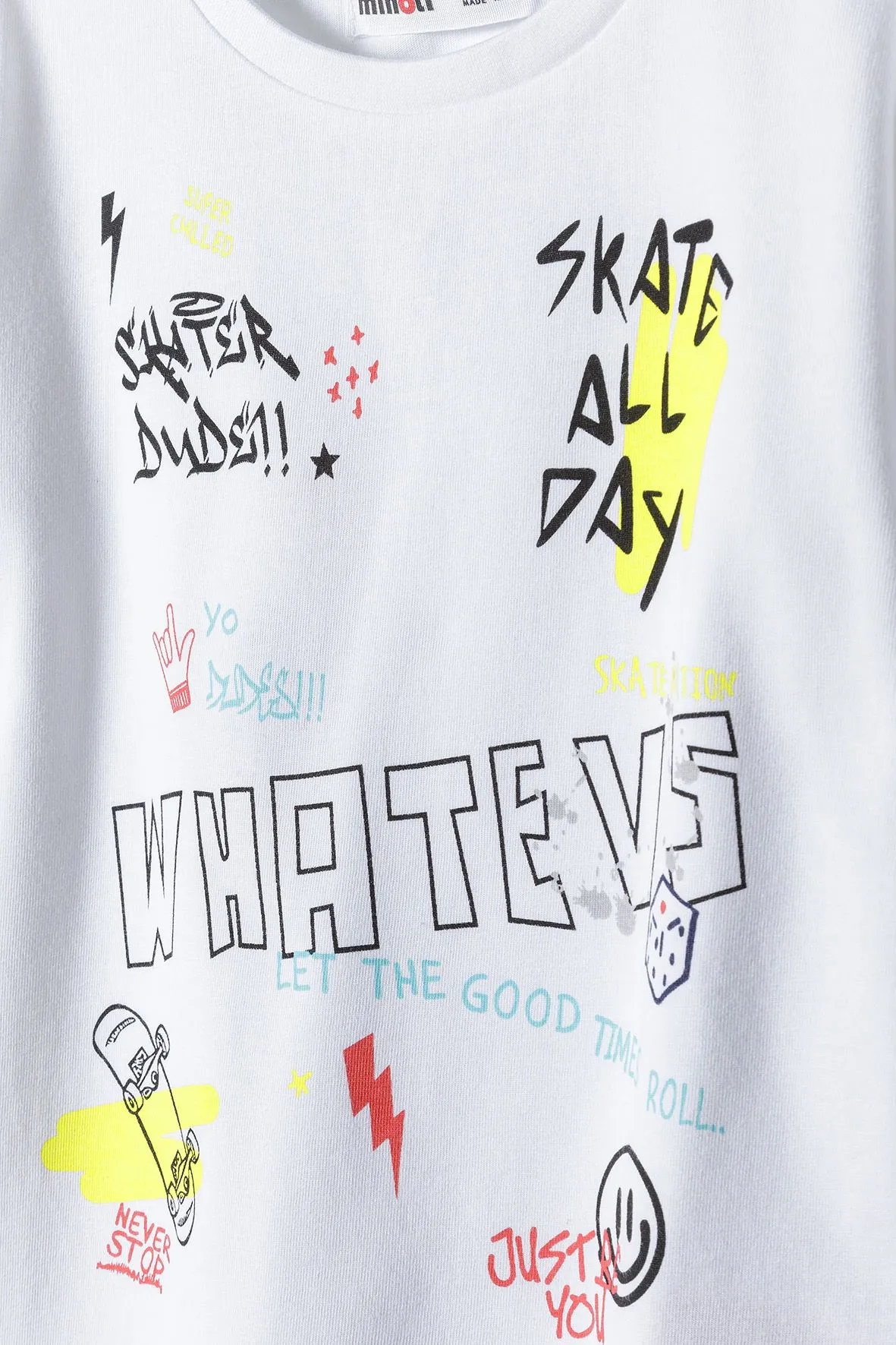 Minoti 38397 T-shirt hvid skateboard bomuld