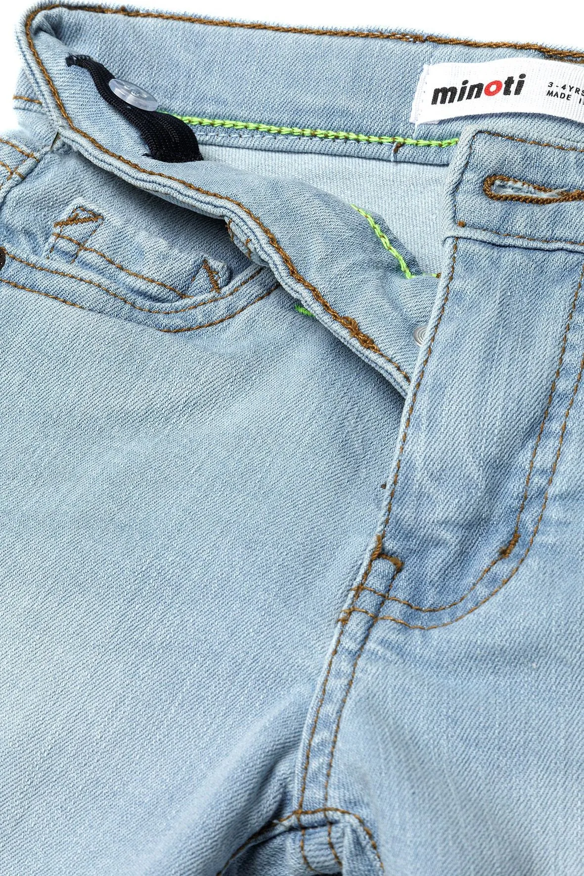 Minoti 38493 jeansshorts denim lyseblå opslag