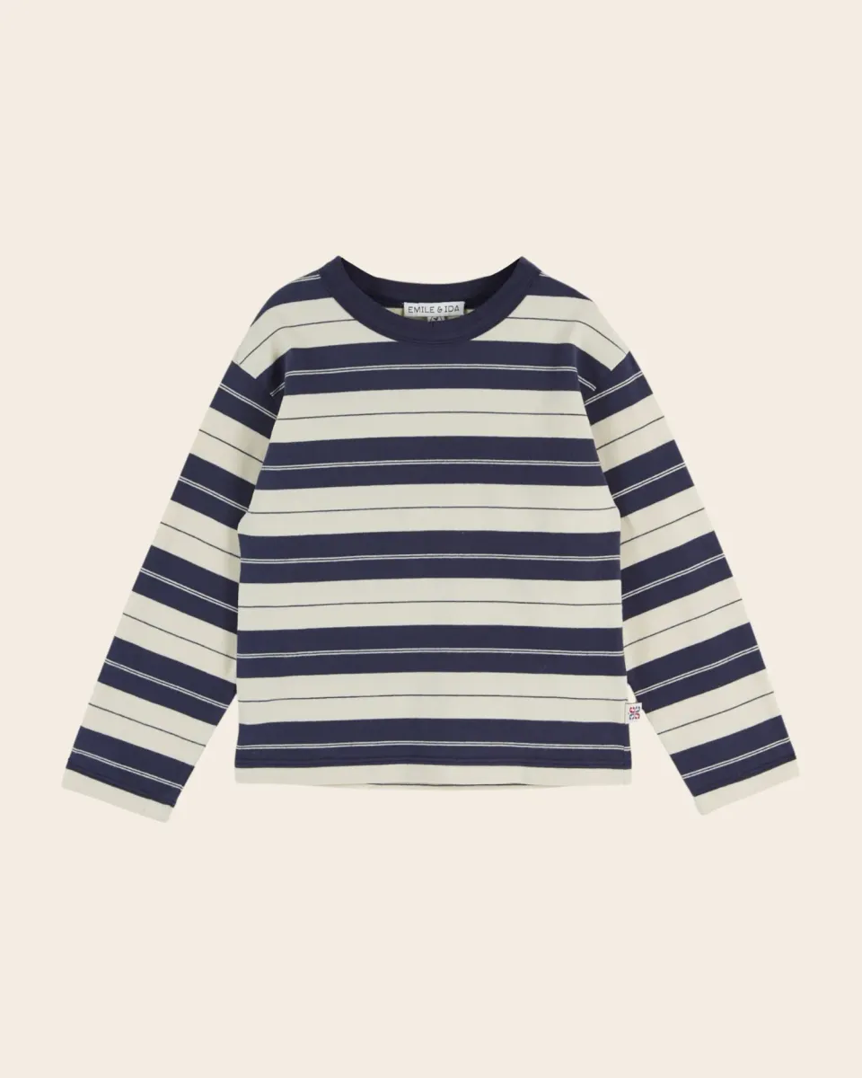 Emile et Ida Rayure Midnight t-shirt blå stribet langærmet