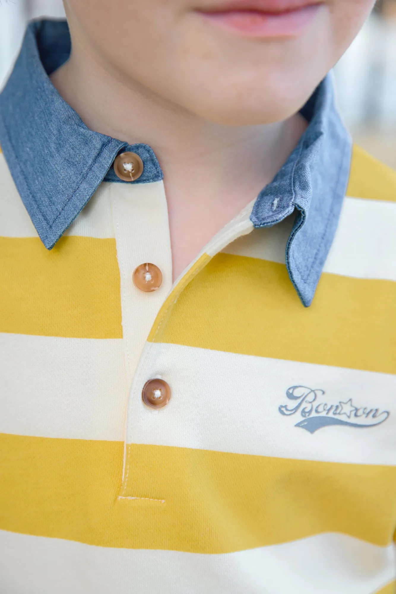 Bonton Pesto polo stribet gul bomuld