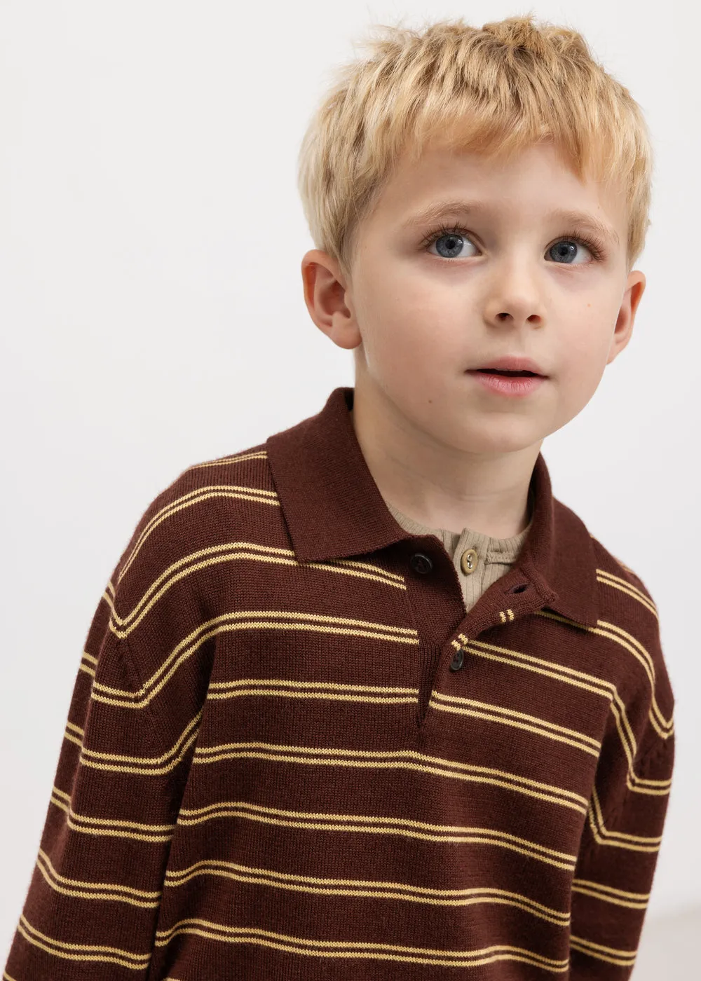 MarMar Teno Polo strikpolo Dark Wheat Stripe stribet
