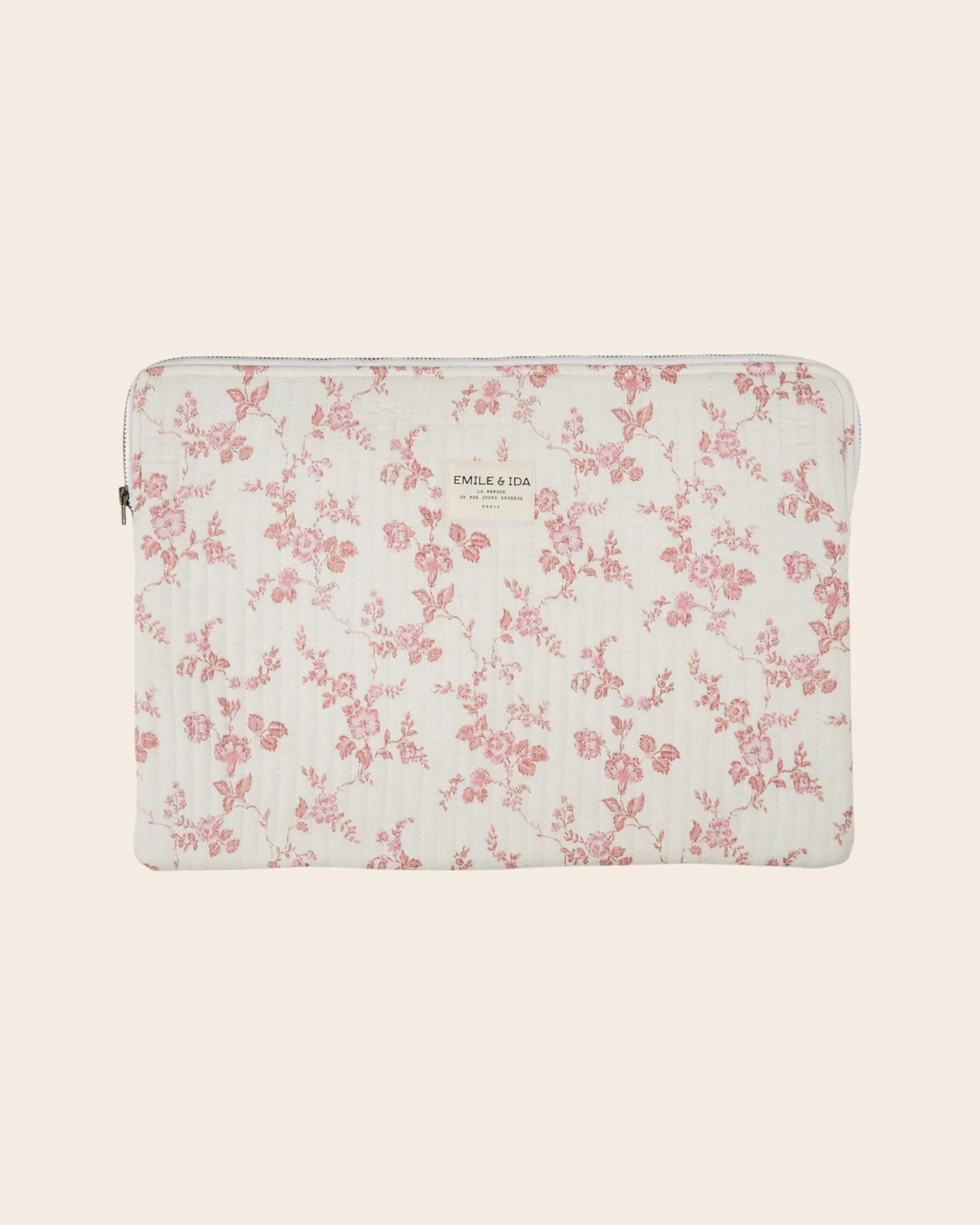 Emile et Ida Rosalie computersleeve ecru 13-15" blomstret