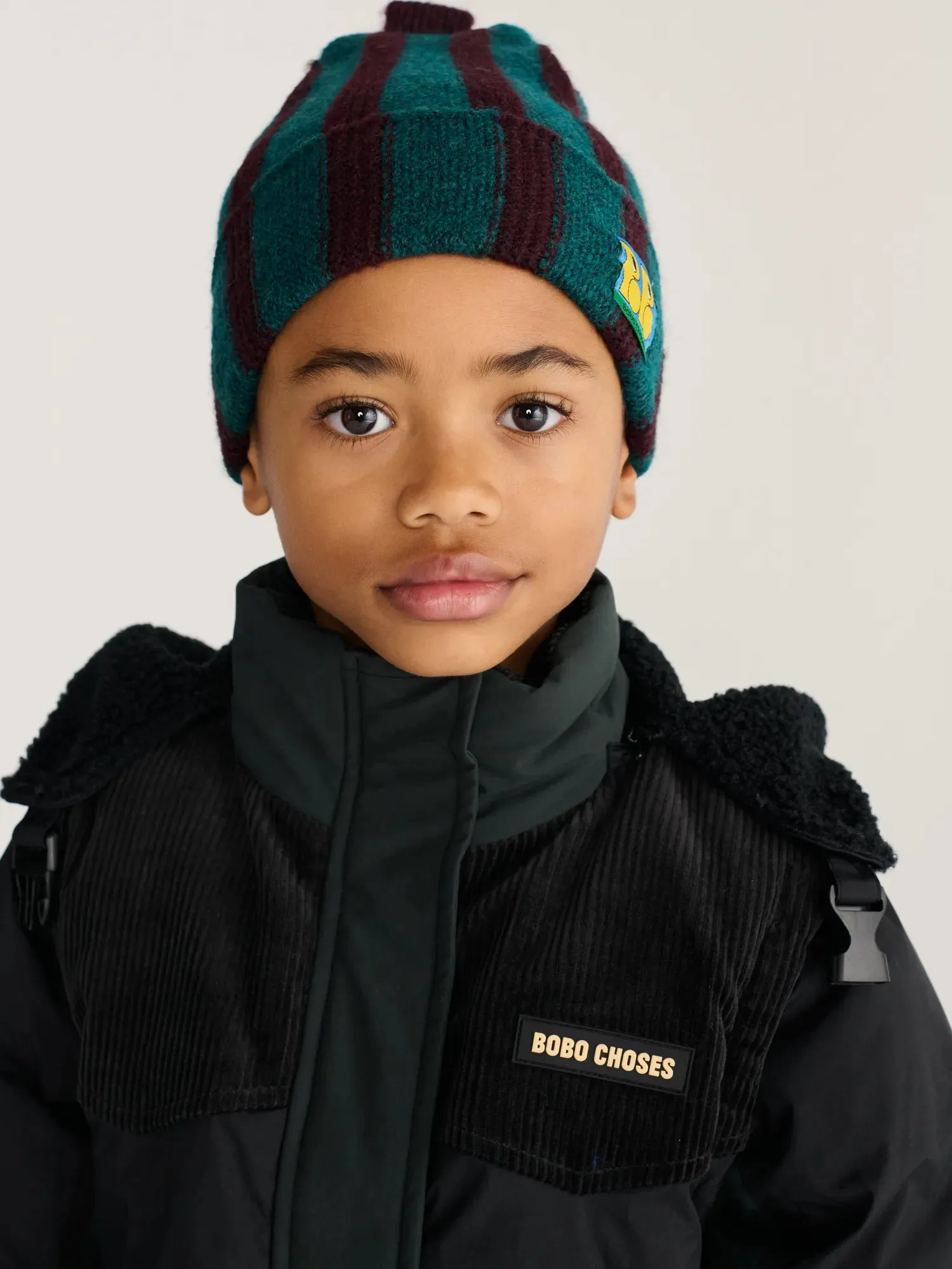 Bobo Choses Booo Tag strikhue mørkegrøn HEAD52 uld