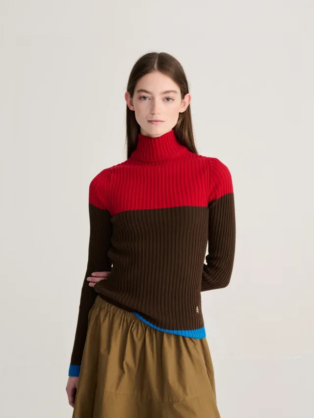 Bobo Choses Color Block rullekravestrik brun økologisk XS