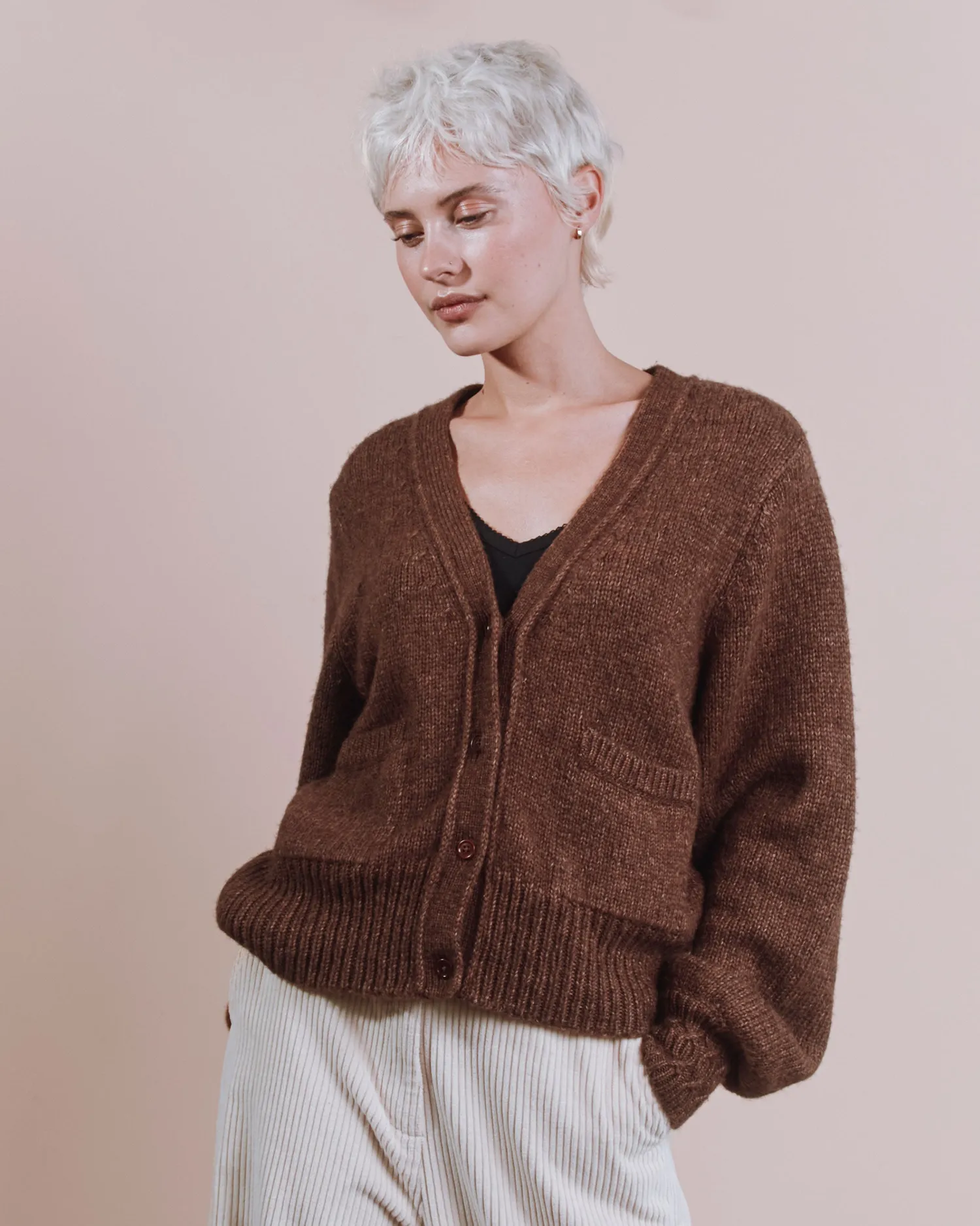 Emile et Ida Ecora cardigan brun merinould