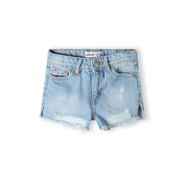 Minoti 40386 denimshorts lyseblå frynser