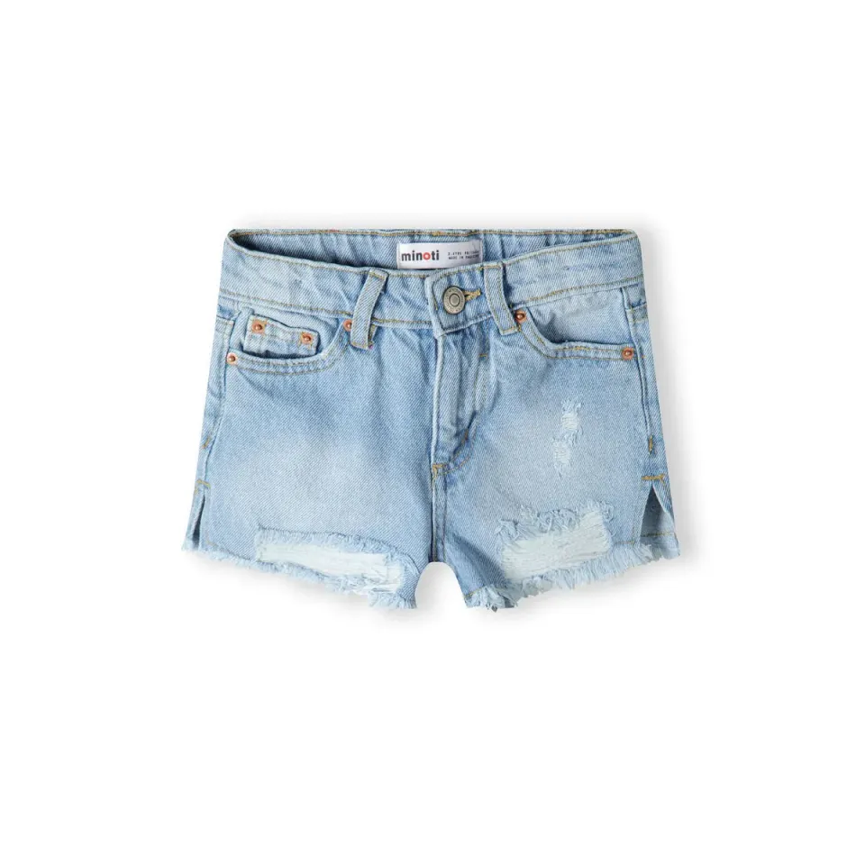 Minoti 40386 denimshorts lyseblå frynser