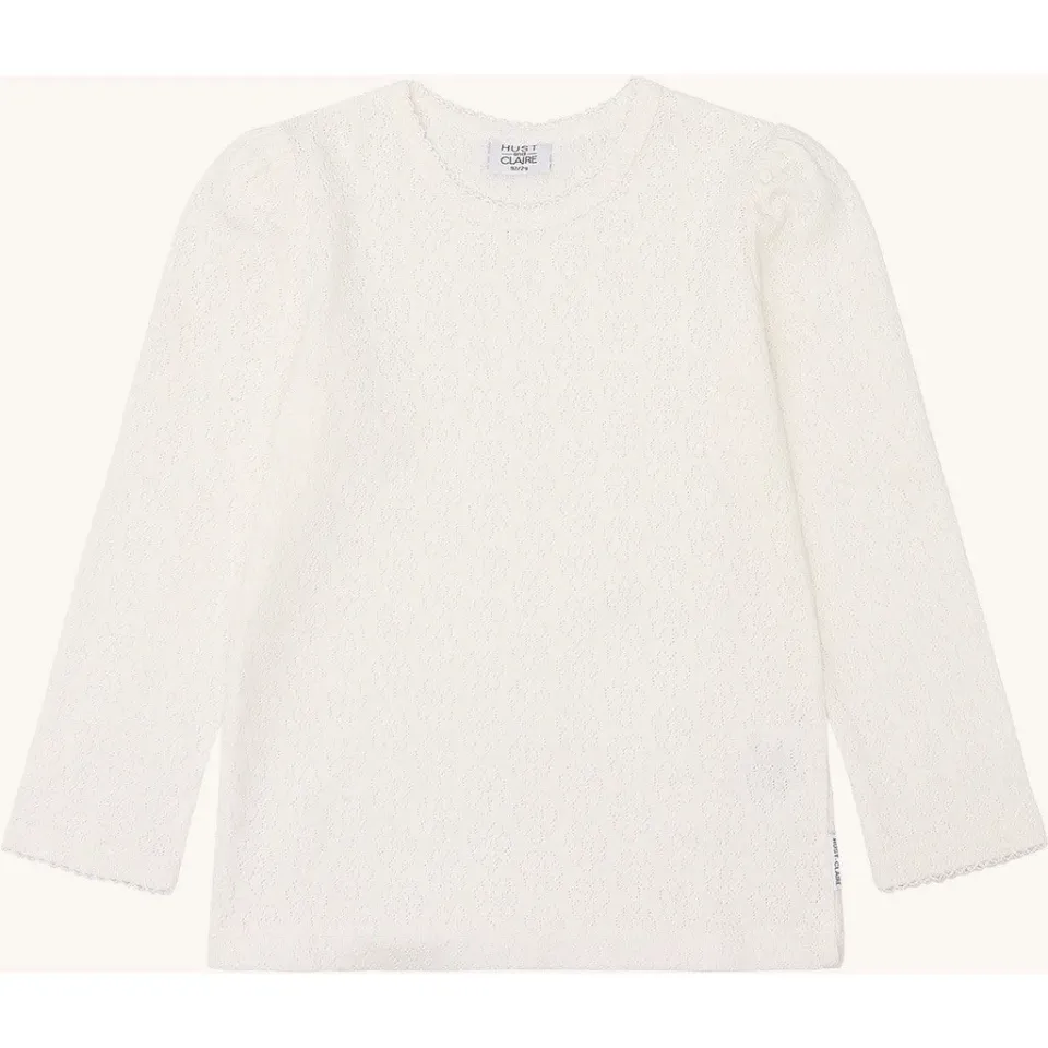 Hust & Claire Alma Pointelle bluse Ivory økologisk