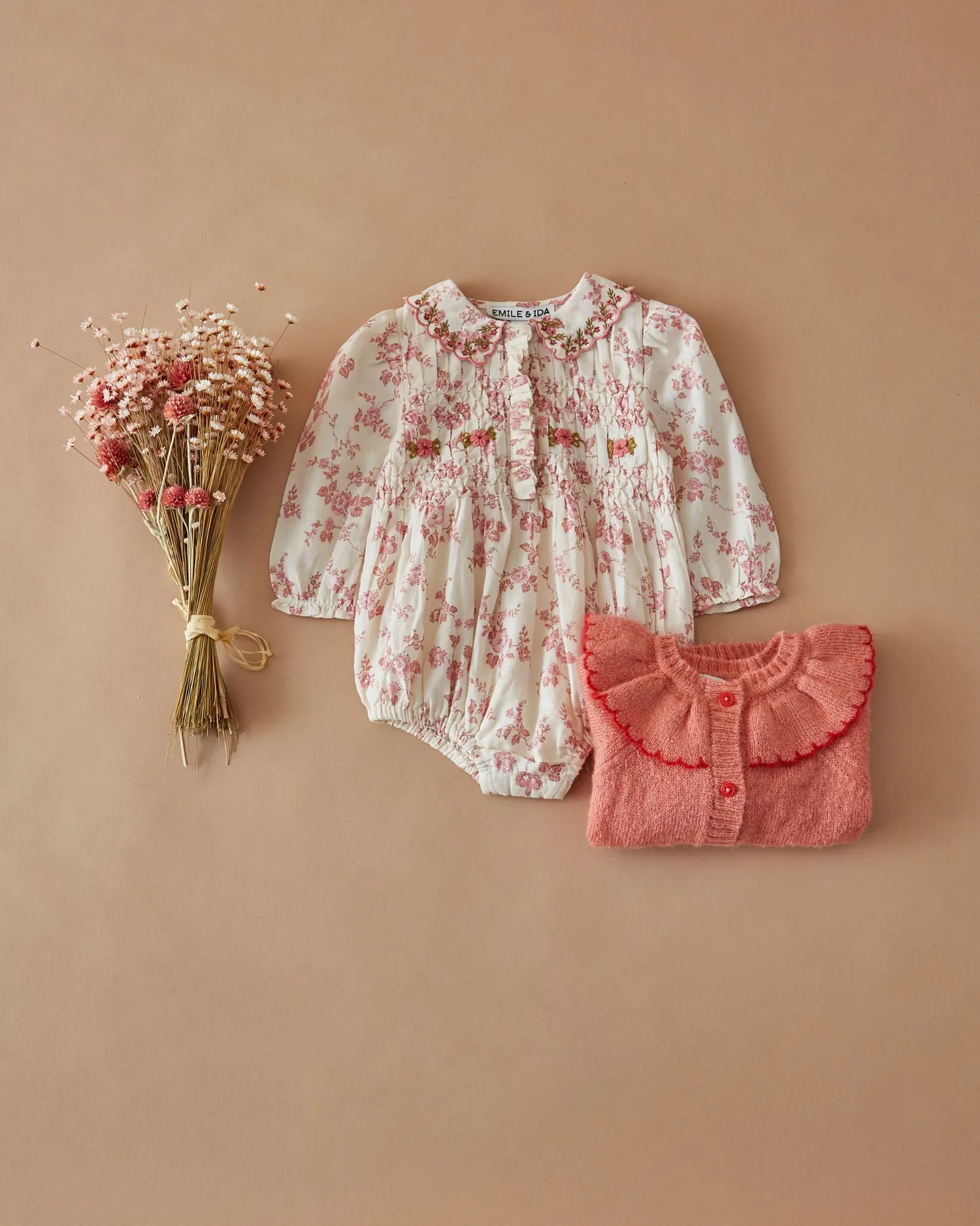 Emile et Ida Blush cardigan rosa mohairuld