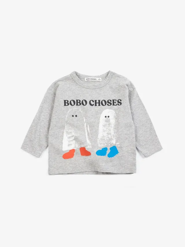 Bobo Choses Booty Ghosts T-shirt lysegrå 3M økologisk bomuld