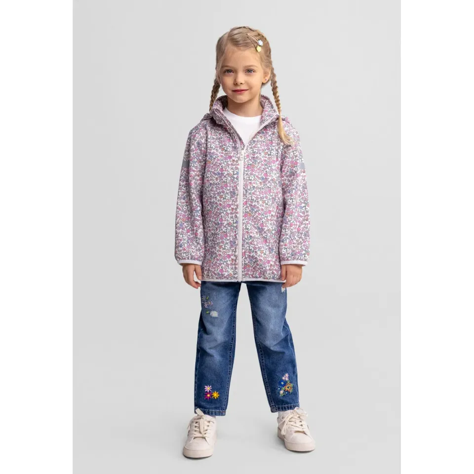 Minoti 44576 softshelljakke til piger creme blomster
