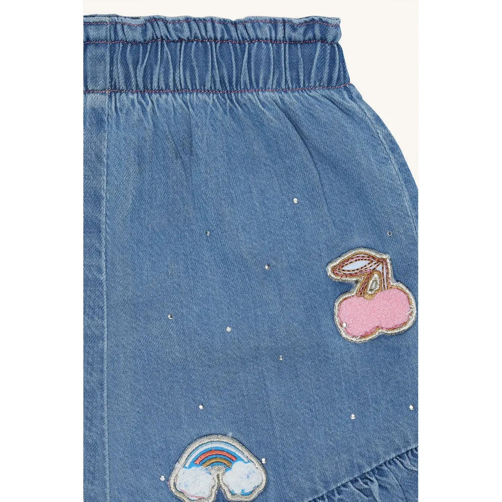 Hust & Claire Helena Sparkling shorts Blue Denim Tencel