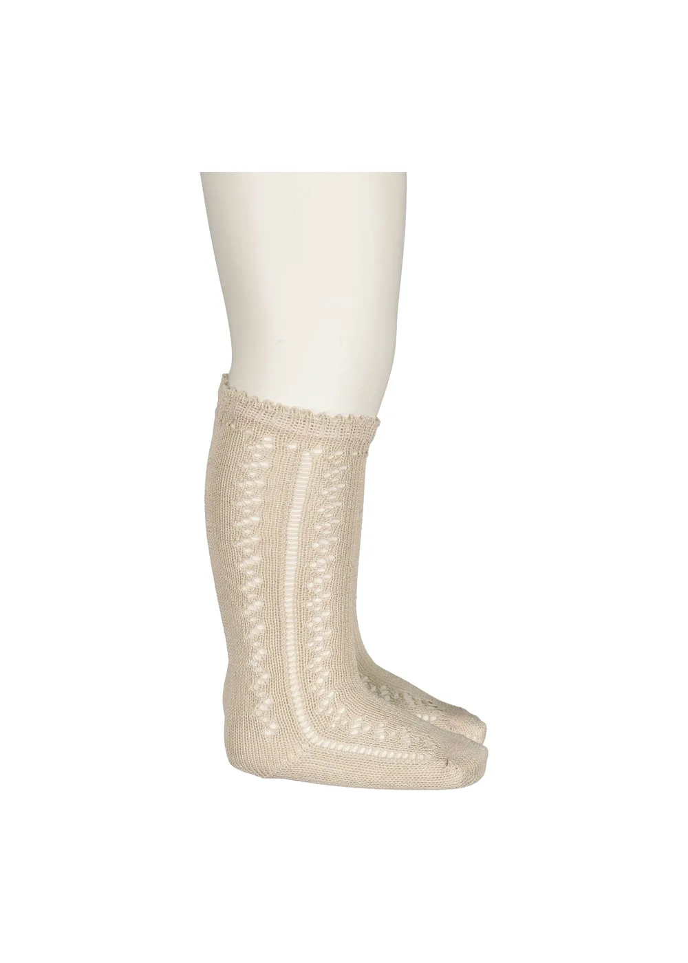 MarMar Copenhagen Knee Socks Pointelle knæstrømper Warm Pearl beige