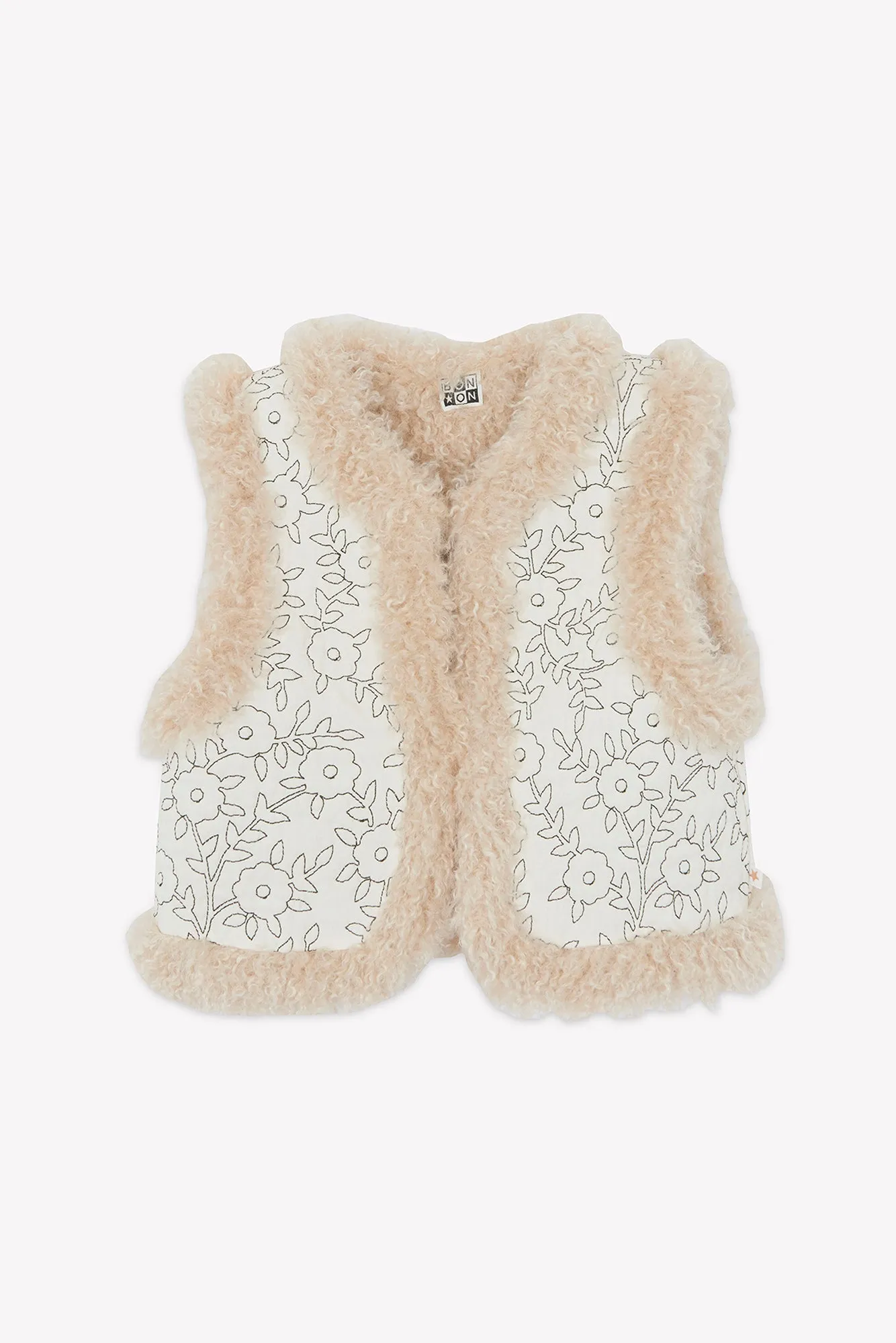 Bonton Maya Mouton vest imiteret pels blomst