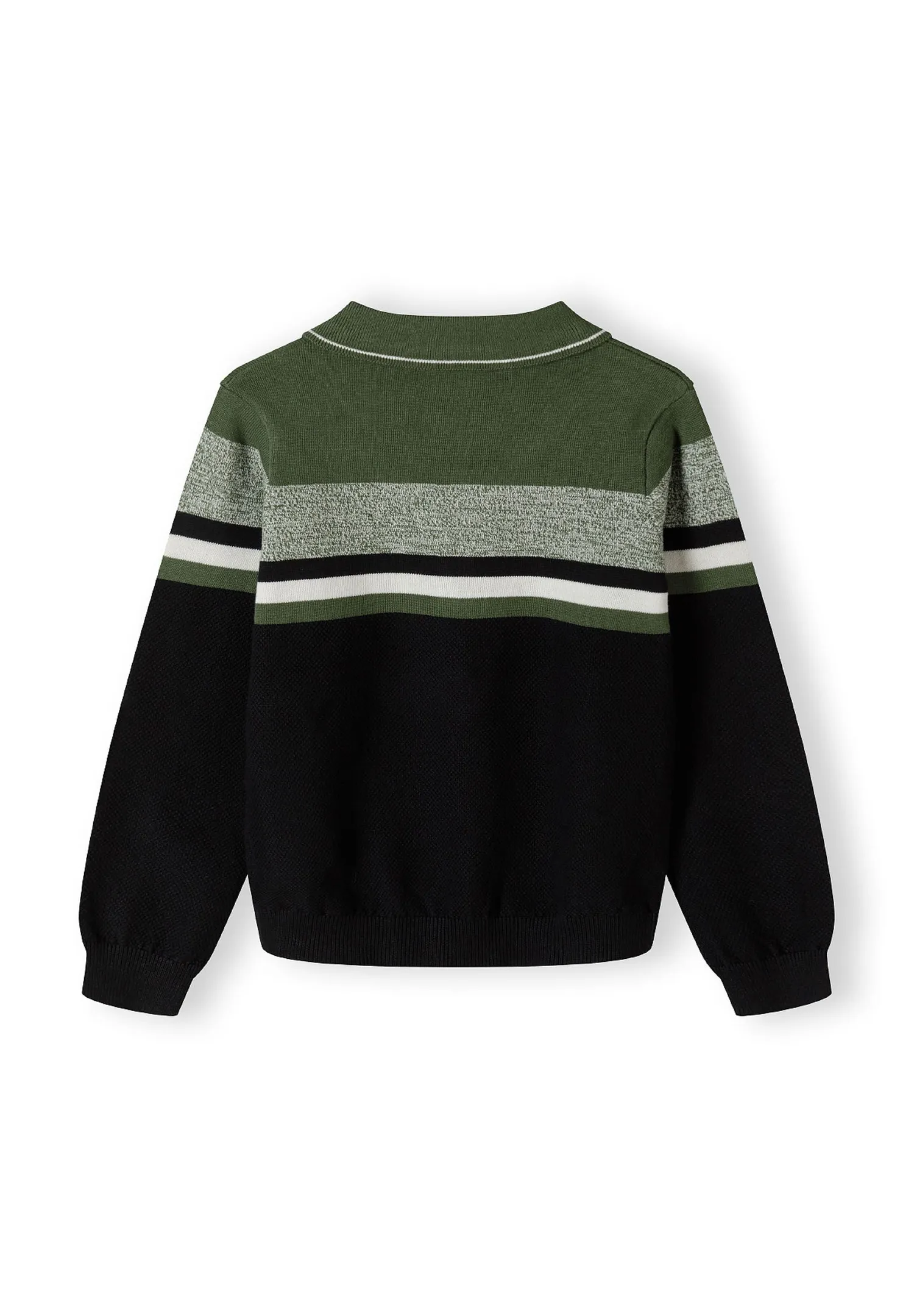 Minoti 43923 striktrøje khaki stribet lynlås drenge