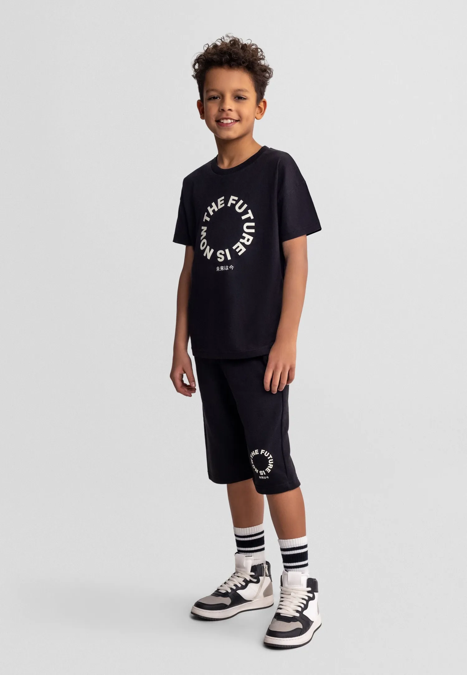 Minoti 44793 saet T-shirt shorts sort bomuld