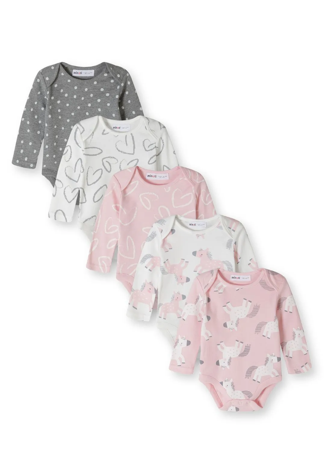 Minoti body 5-pak langaermet print bomuld