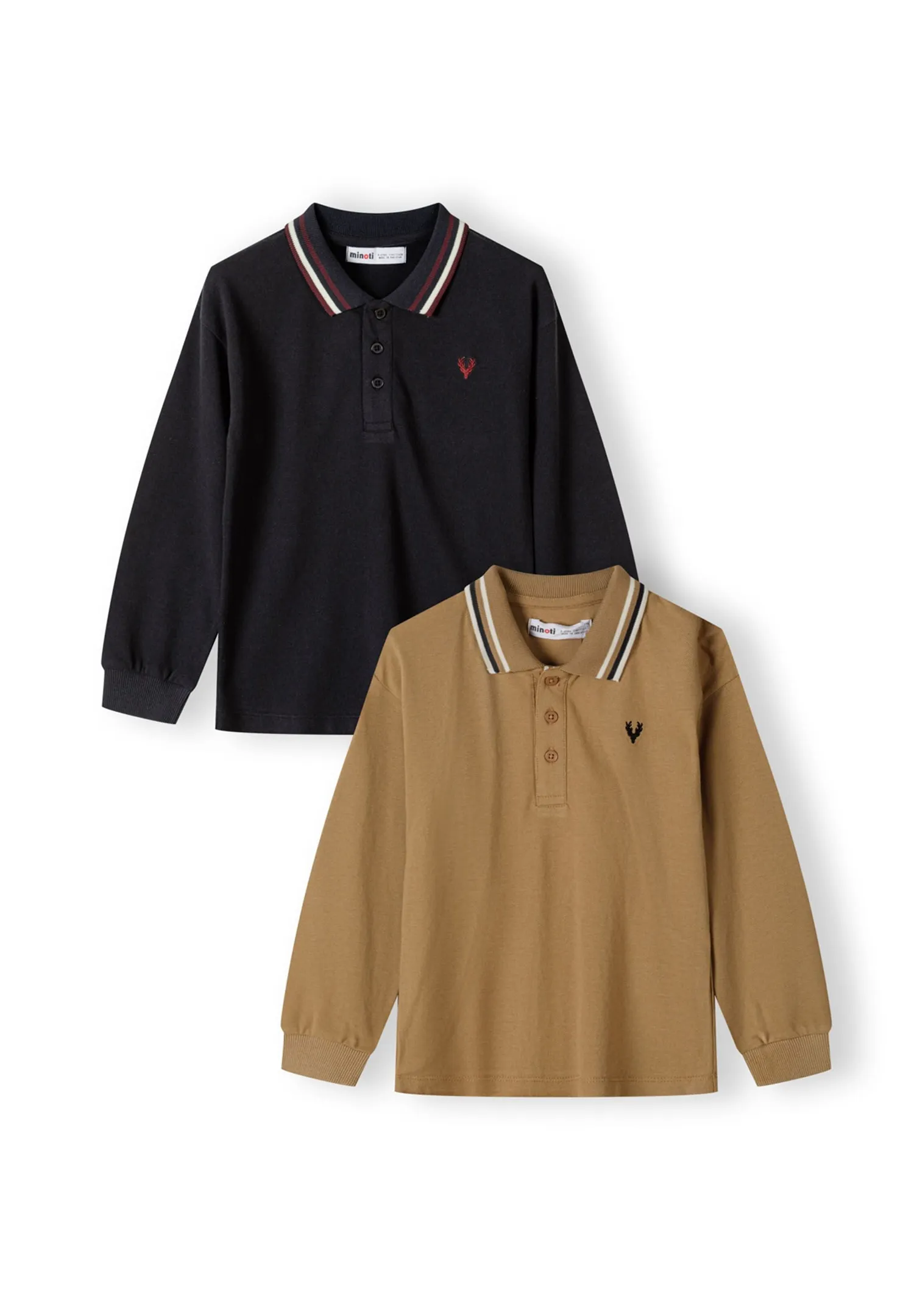 Minoti 44286 polo langærmet 2-pak sand sort