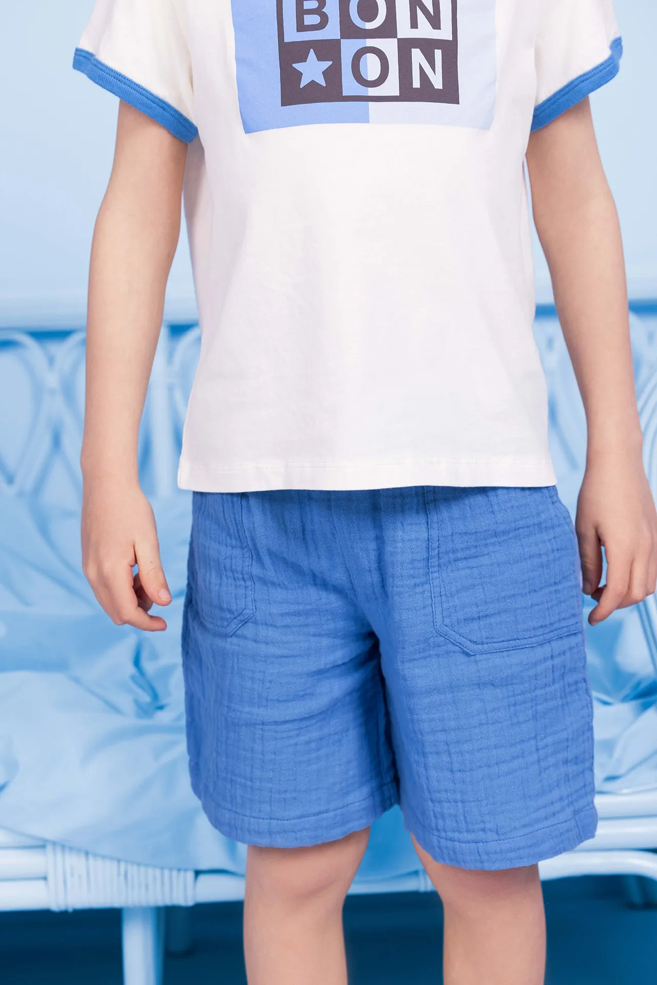 Bonton Nino bermudashorts blå elastik